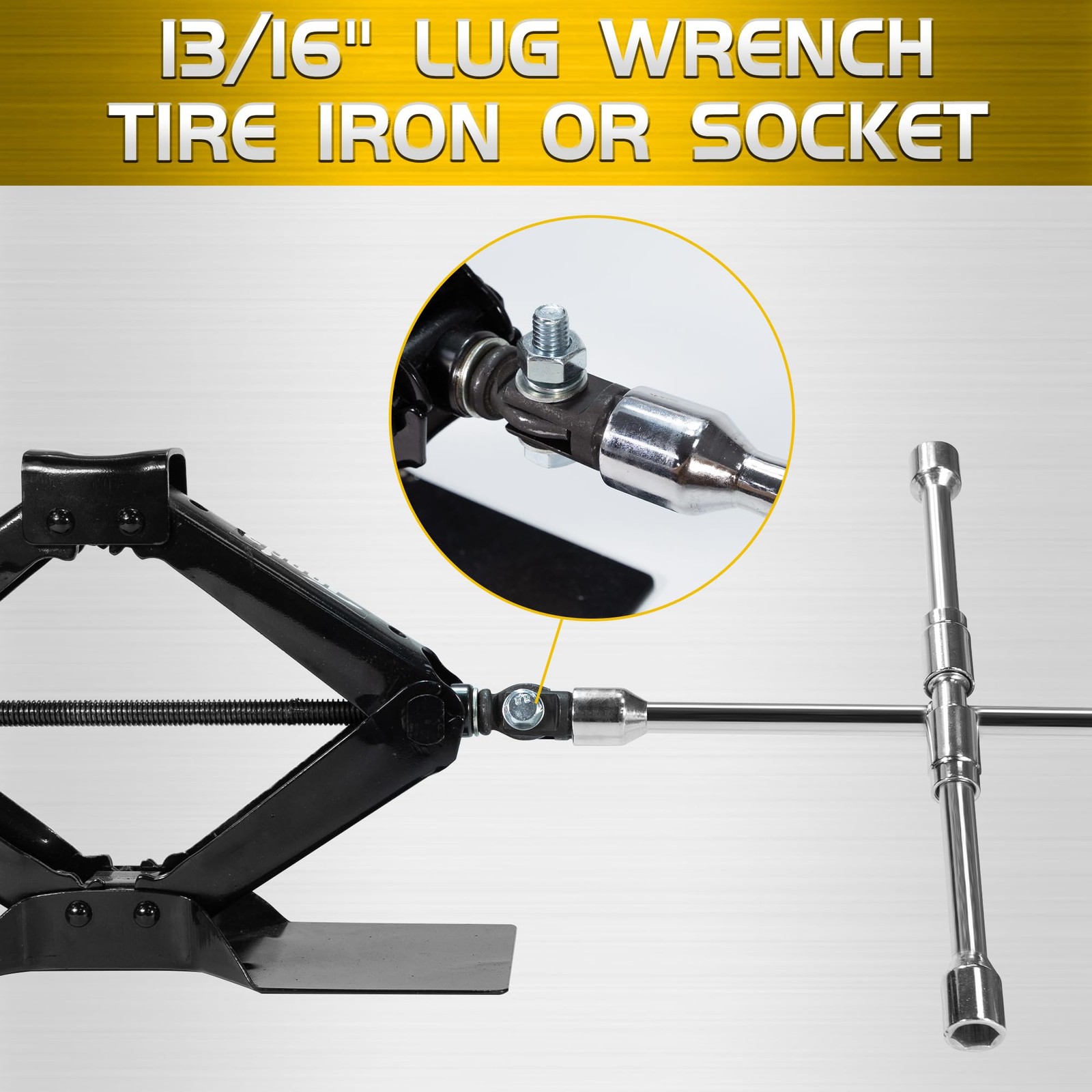 Scissor Jack Drill Adapter for 1/2 Inch Impact Wrench or 13/16 Inch Lug Wrench