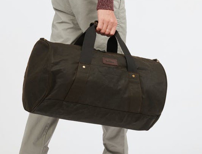 New Mens Barbour Explorer Olive Waxed Duffle Gym Travel Bag