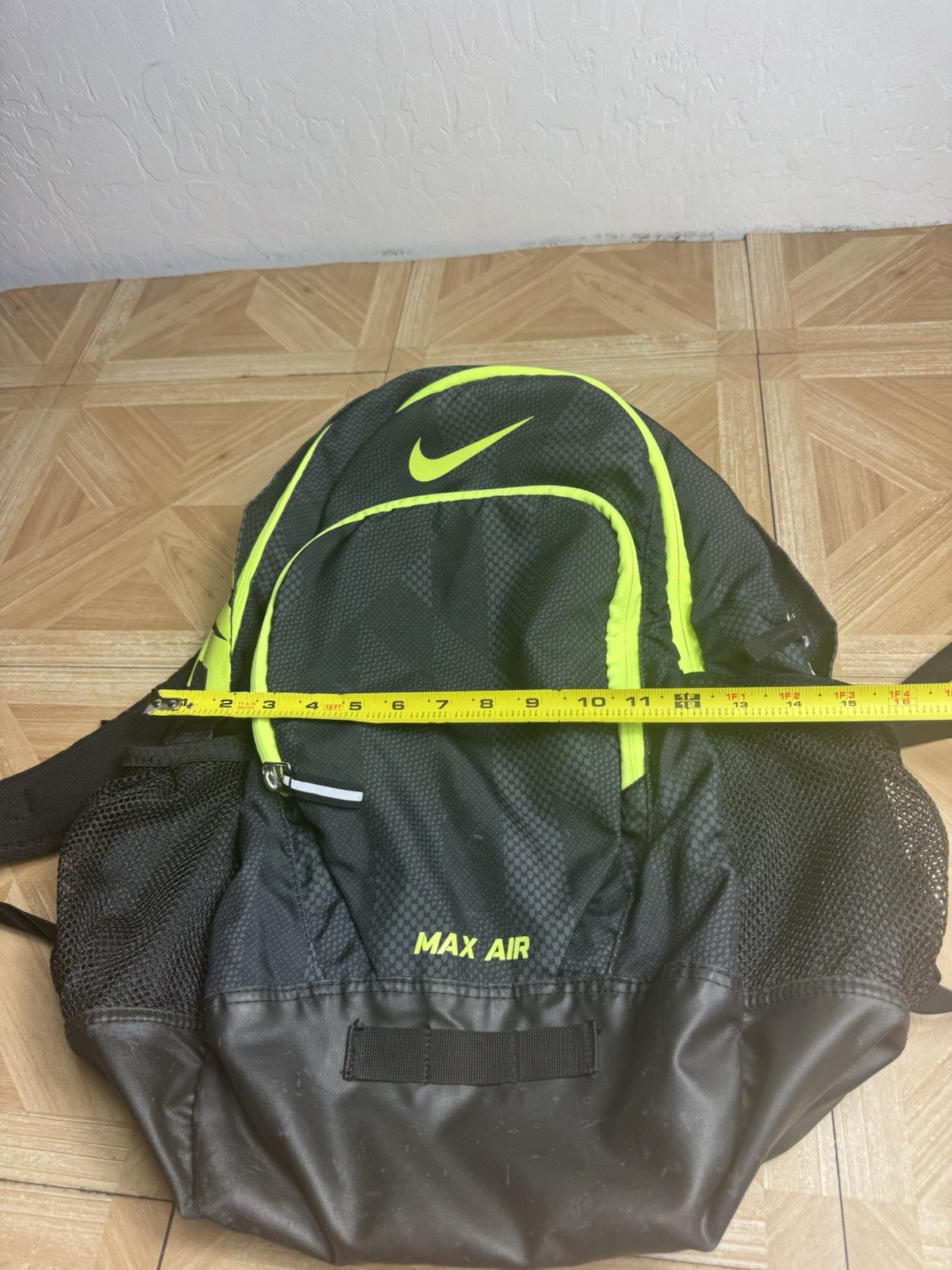 Nike Max Air Backpack School Gym Workout Sports Bag Black Lime Green