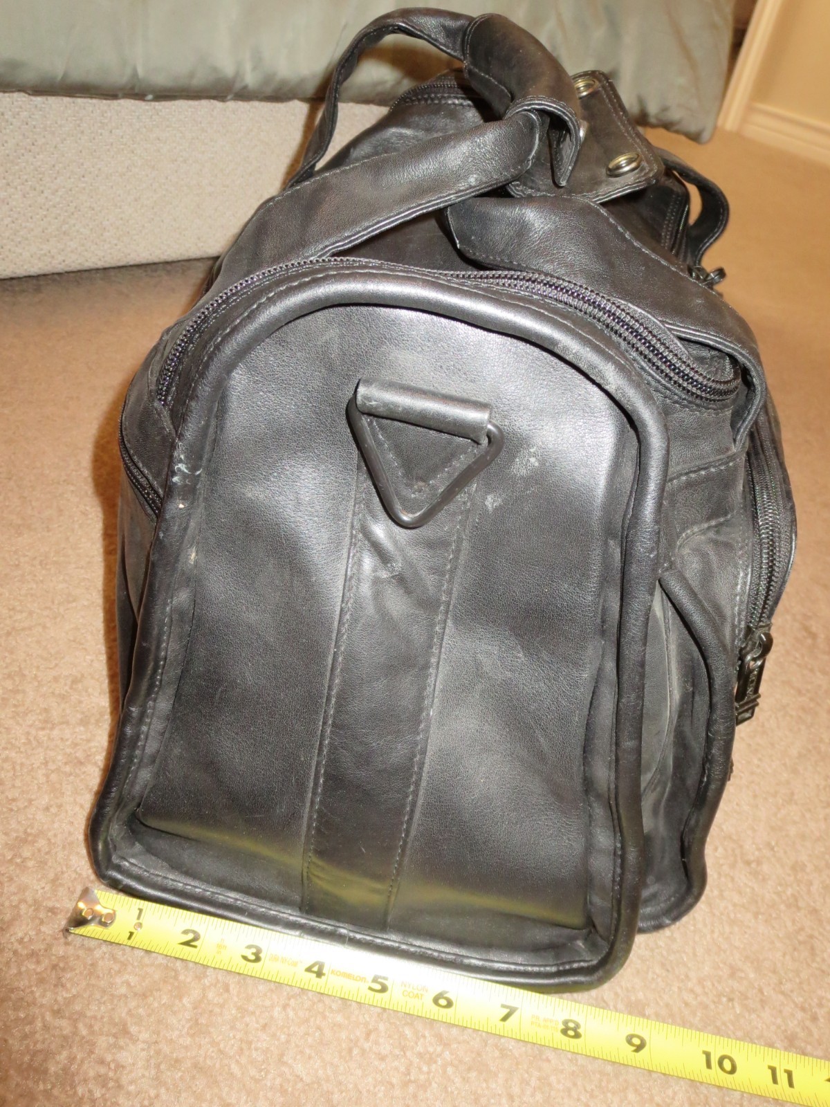 W@W TUMI Black Full Leather Weekender Duffel Carry-On Travel Bag, 961D3 15″
