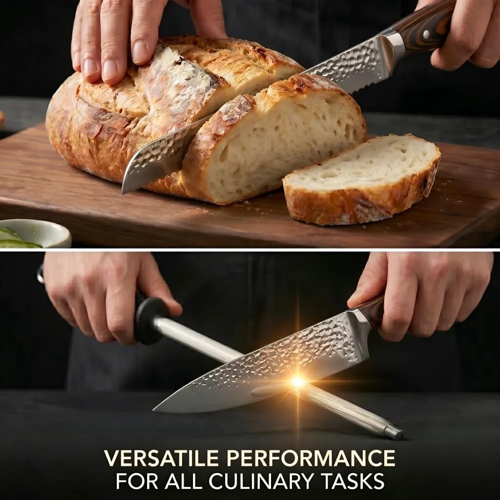 15-Piece Kitchen Knife Set with Block, High Carbon Stainless Steel, Sharp & Ergo