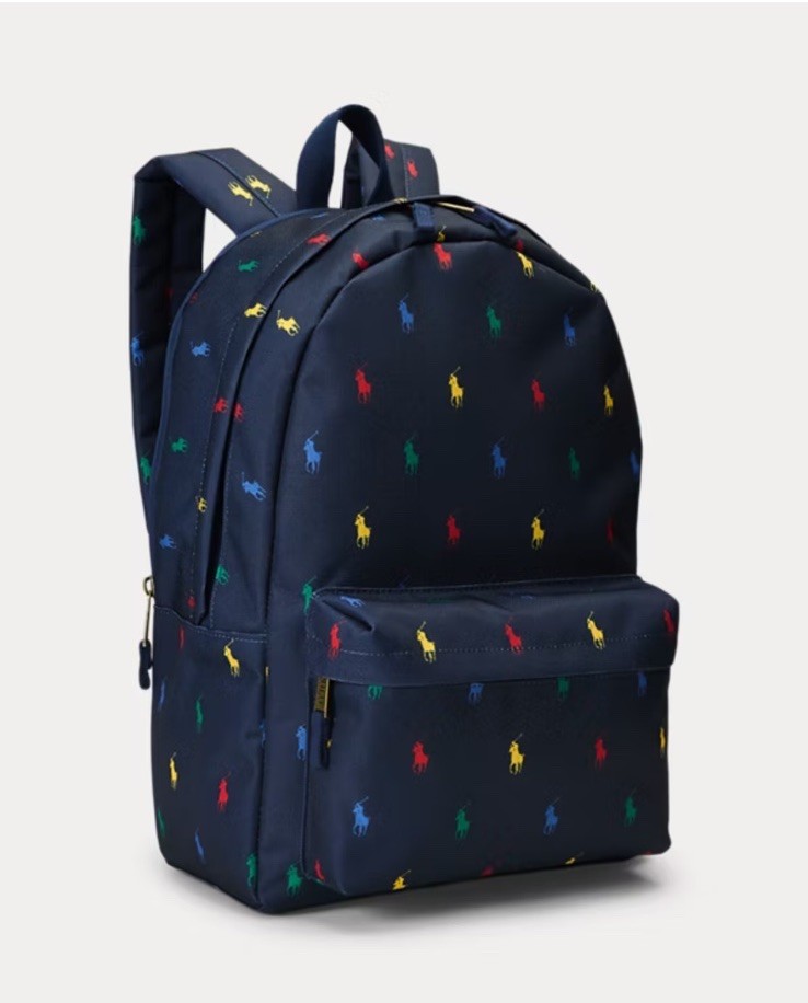 RARE Polo Ralph Lauren Monogram Pony School Bag Back Pack OS Navy Preppy NWT