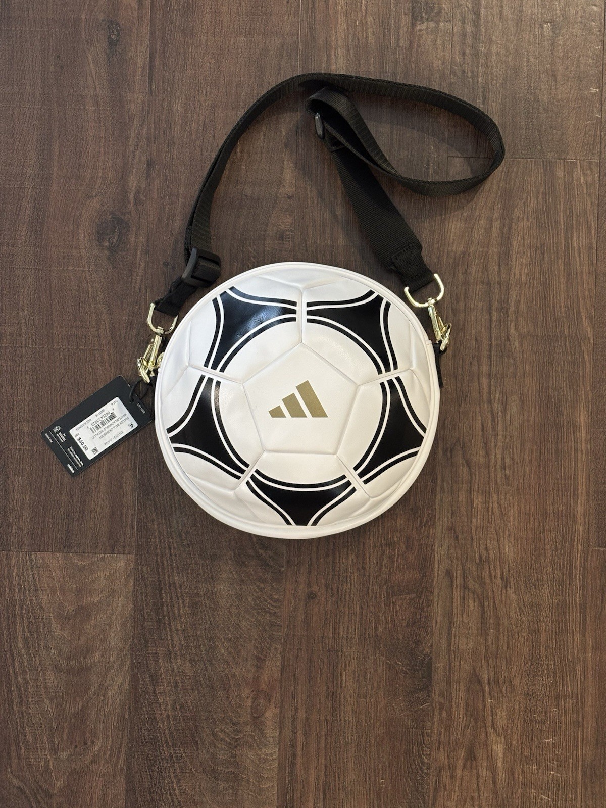 adidas Soccer Ball Crossbody Bag White Black Logo FIFA Adjustable Strap JL4146