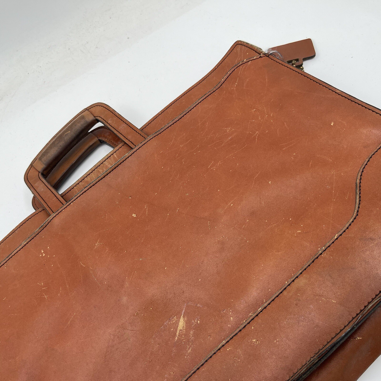 Vintage Schlesinger Brothers Briefcase Casesetter Slim Portfolio Brown Leather