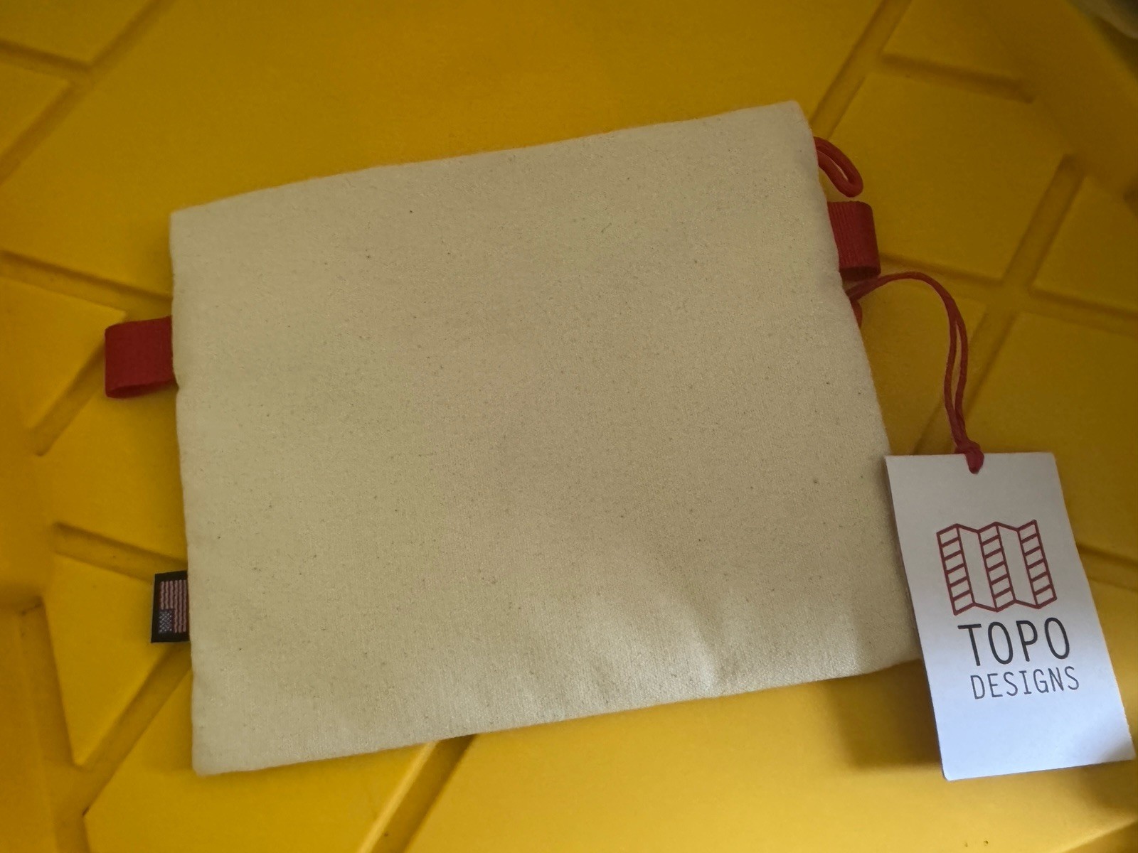 New! NOS Topo Designs Medium Accessory Zip Bag. Natural Canvas. Made In USA