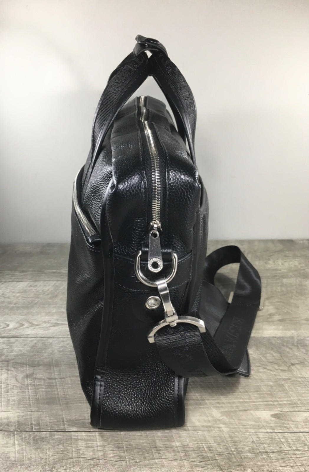 Retro Bostanten Royal 14″ Leather Briefcase Laptop Computer Black Shoulder Bag