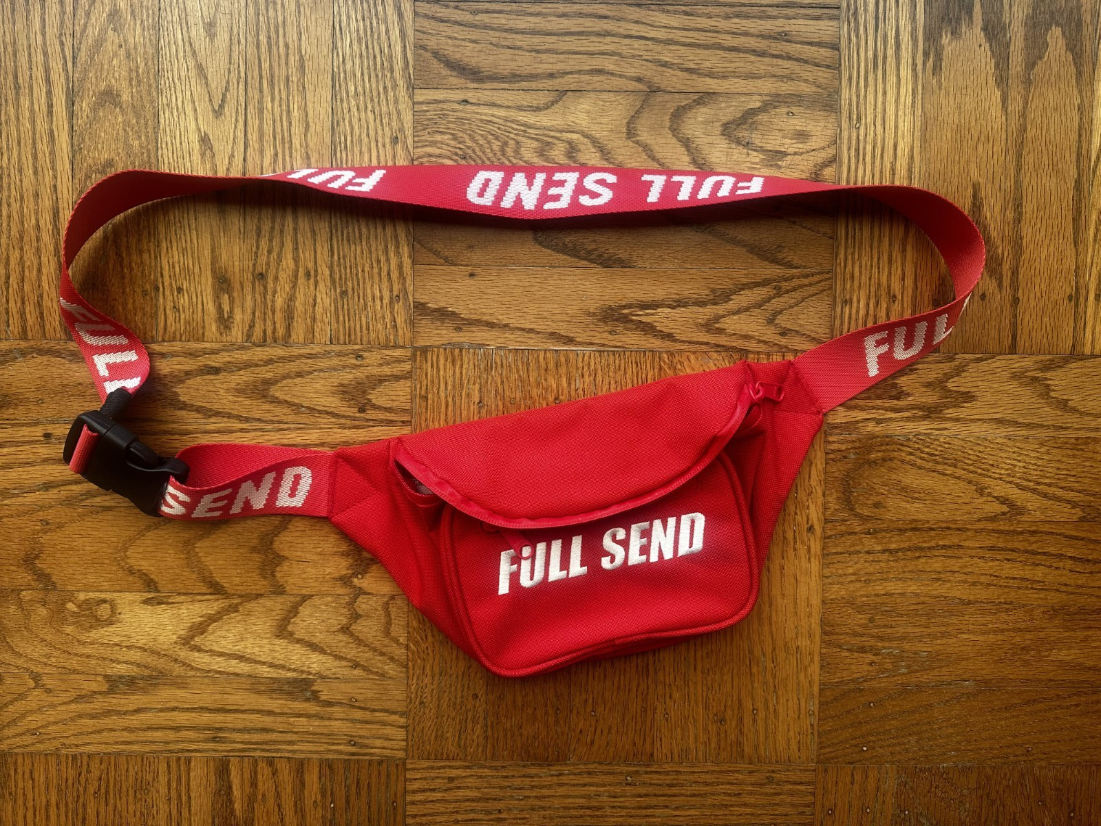 Nelk Boys Full Send Embroidered Logo Canvas Fanny Pack Waist Belt Bag – Red NEW