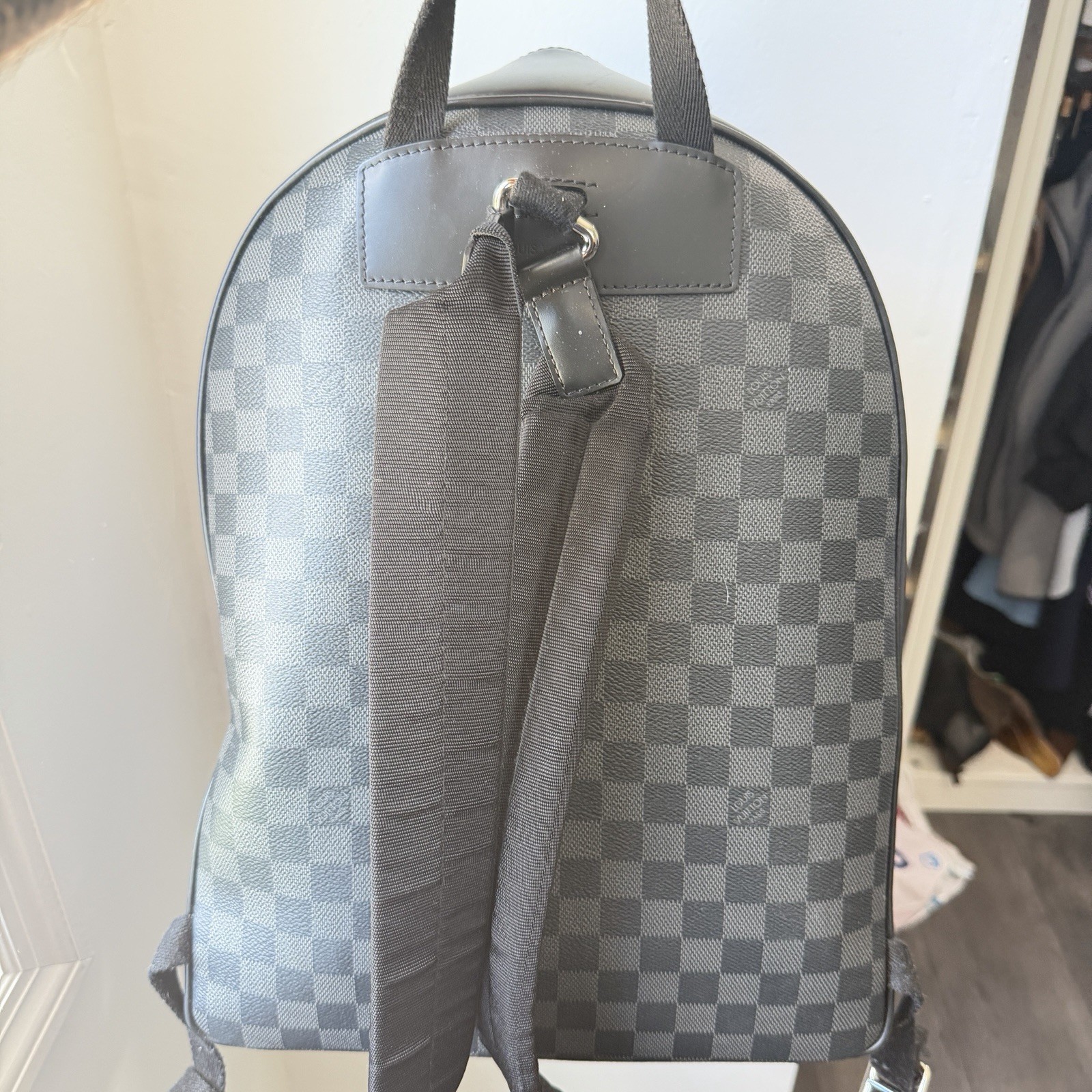 Louis Vuitton Damier Graphite Checkered Backpack Zip Medium Men Black Gray
