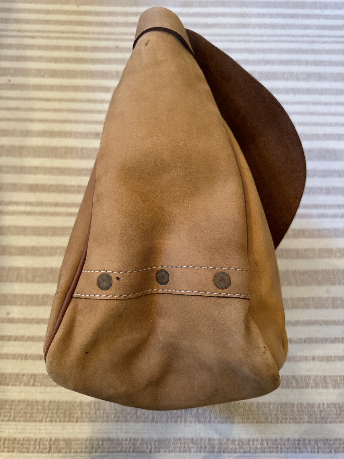 McGuire Nicholas Two Tone Leather Messenger Bag VGUC