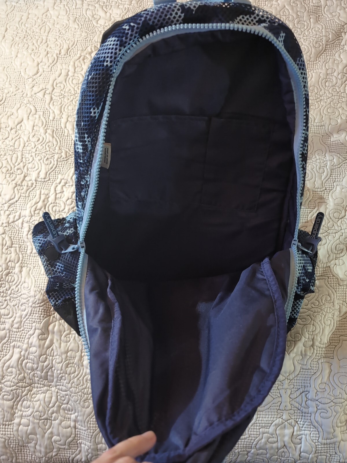 Read SUPERDRY JAPAN OUTDOOR BACKPACK BLUE CAMO MADISON MONTANA CAMOUFLAGE BAG