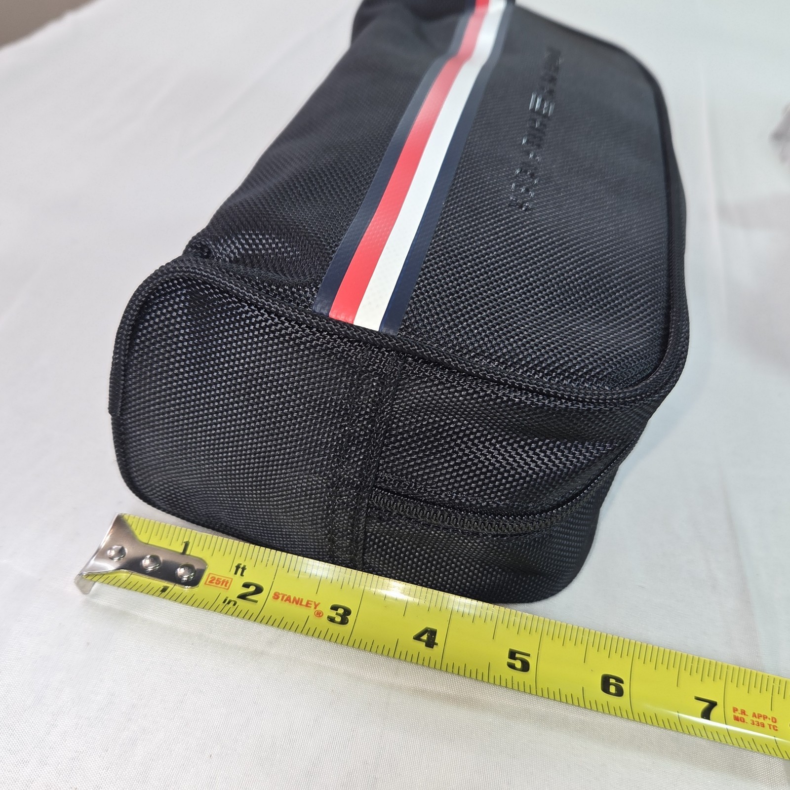 NWT Tommy Hilfiger Black Red/white Stripe Travel Toiletry Bag. Unisex