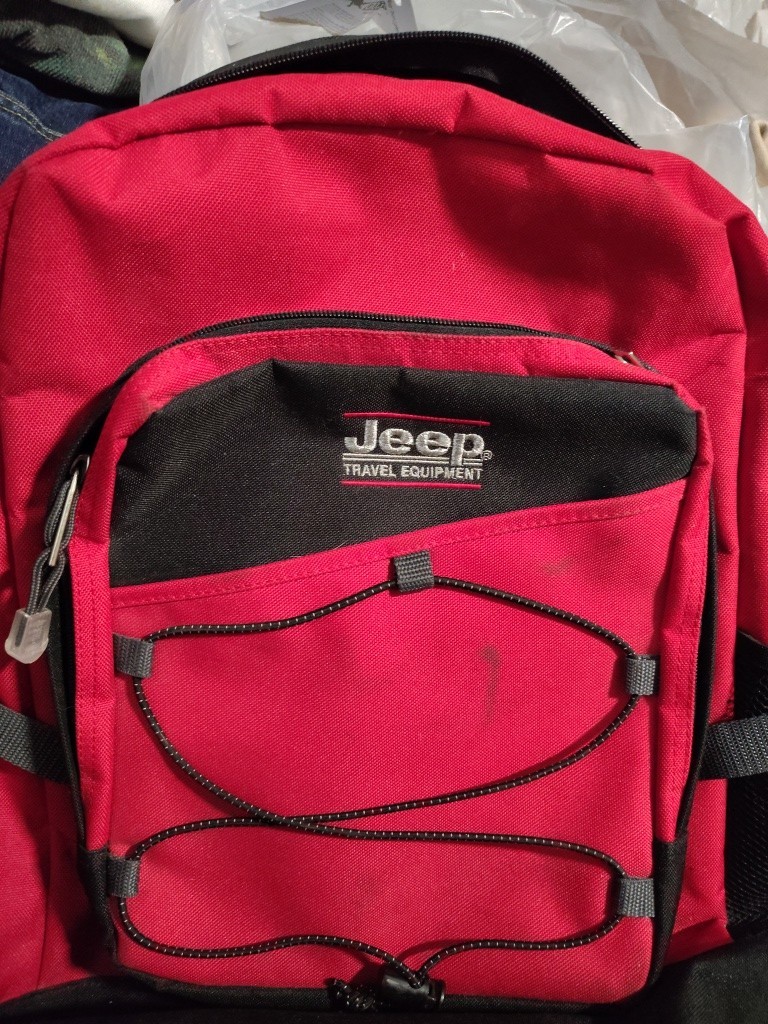 Jeep Backpack Red/Black Travel Equipment Canvas Bag VTG 2000’s Wrangler Rubicon