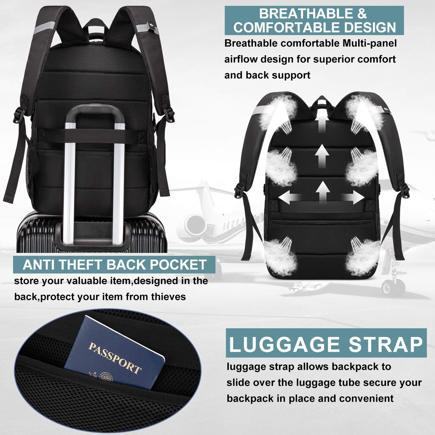 Extra Large Backpack for Men 50L,Water Resistant 17.3 inch Travel Laptop Backpac