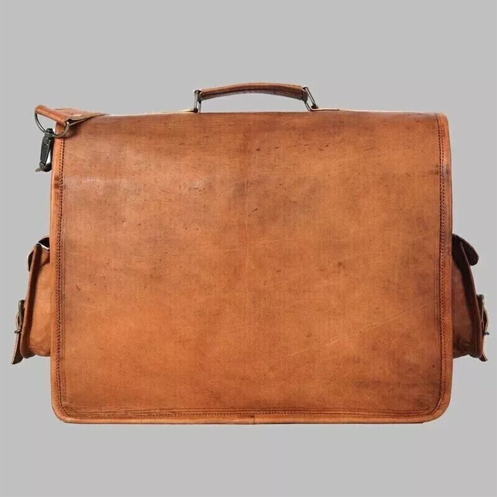 Leather Messenger Half Flap for Work, Laptop Shoulder Bag, New Job Gifts for Men