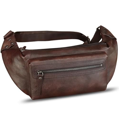Genuine Leather Fanny Pack for Men and Women – Waist Hip Sling Crossbody Coffee