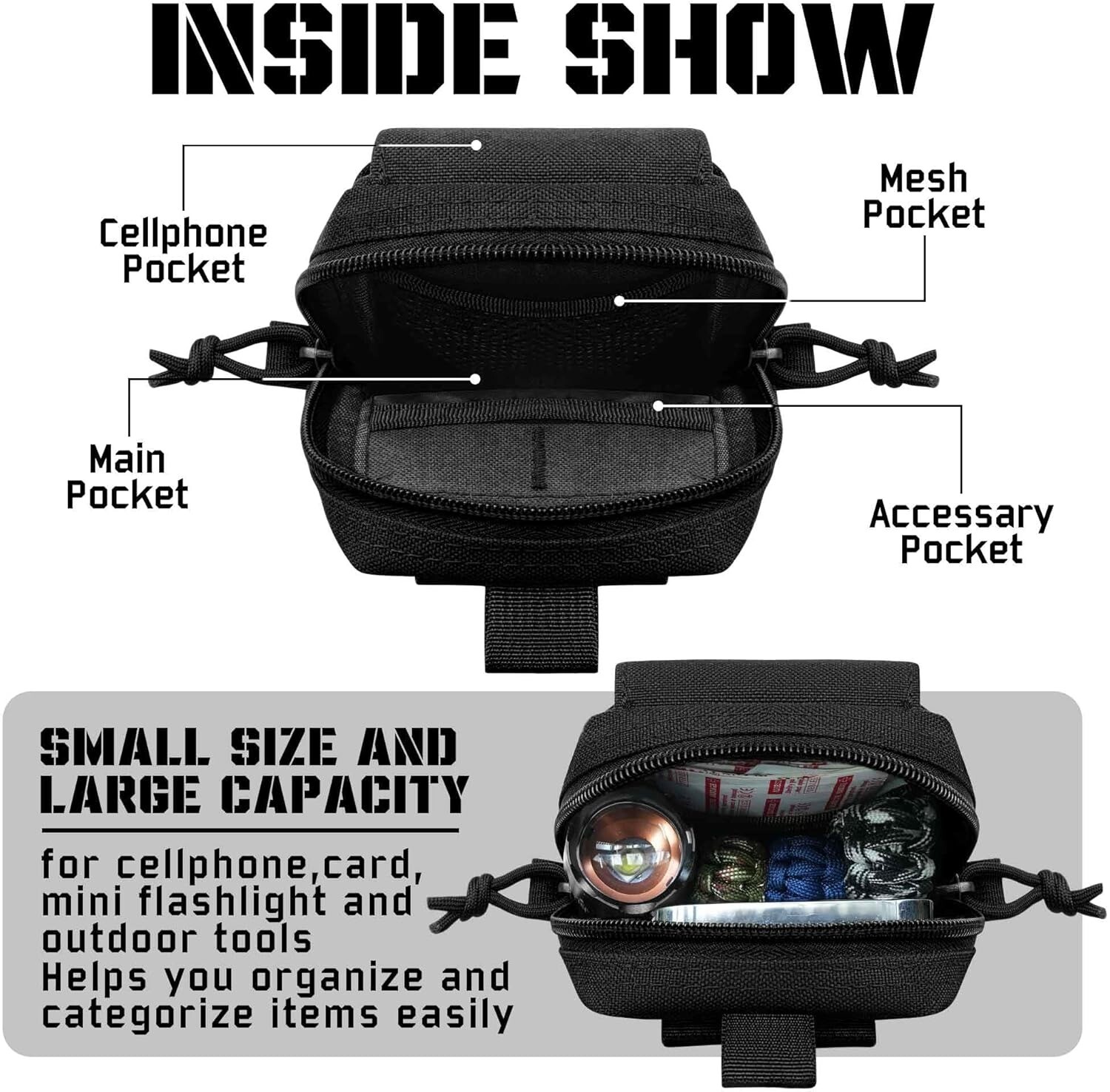 Tactical Molle Phone Pouch 1000D Laser-Cut Small Admin Pouch Organizer Waist Bag