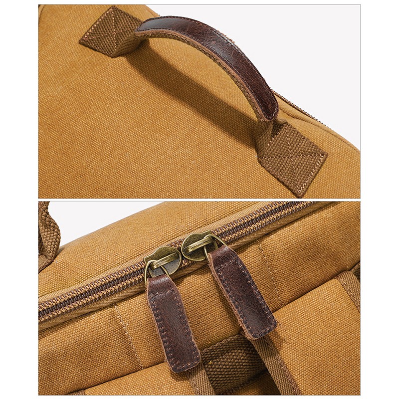 Waxed Canvas Vintage Leather Backpack Camping Hiking Rucksack Packsack Bag