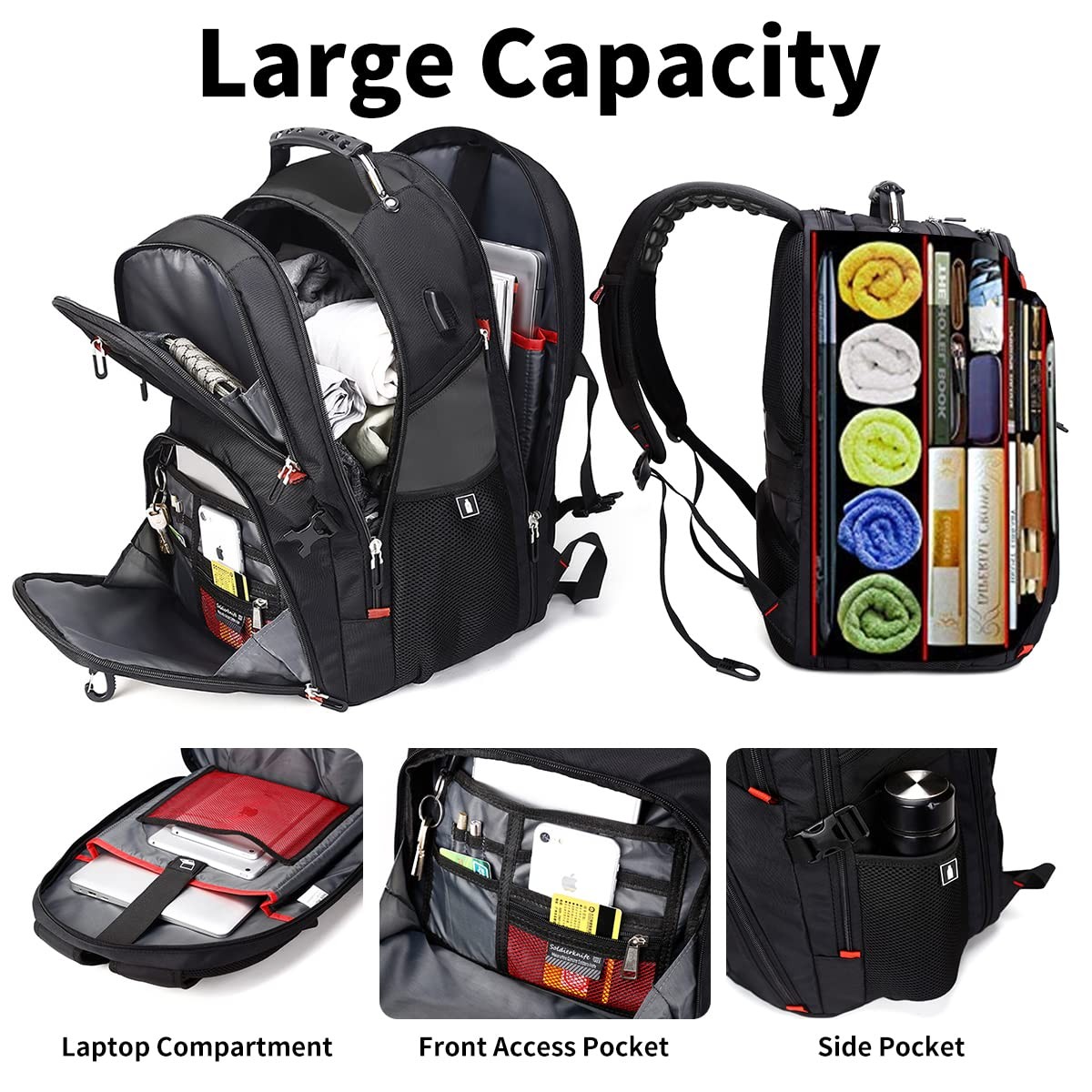Extra Large 50L Travel Laptop Backpack with combination lock, College Backpac…