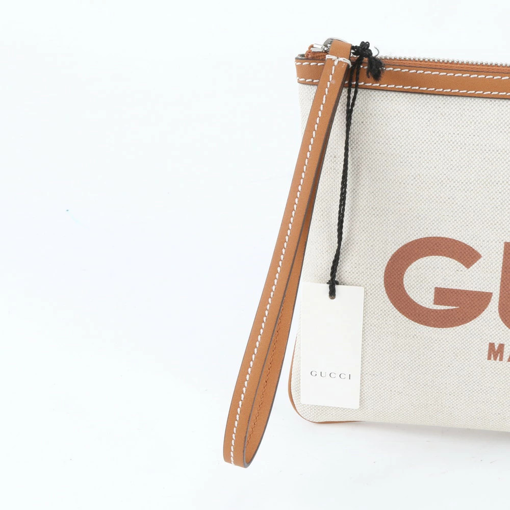 Gucci Logo Print 777165 Leather Clutch Bag Pouch Commuting Business
