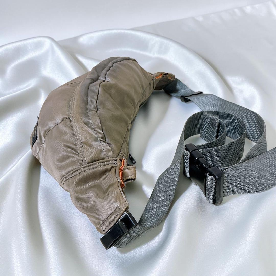 Authentic PORTER TANKER Waist Bag Silver Gray Bronze 16cm Size, Discontinued Col