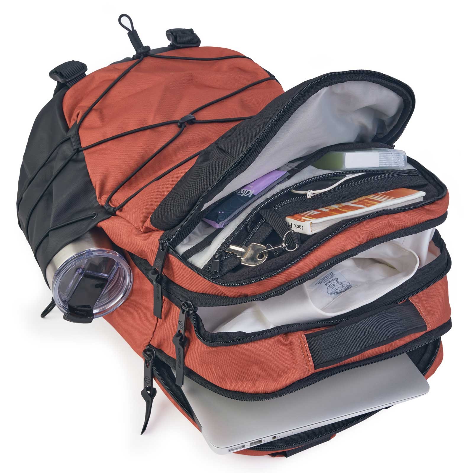 Harley-Davidson Lightweight Water-Resistant Racing Bungee Backpack – Rust Orange
