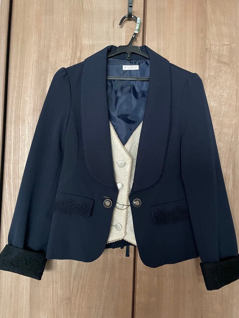 Axes Femme Navy White Lace-Up Jacket Classic M With Pockets