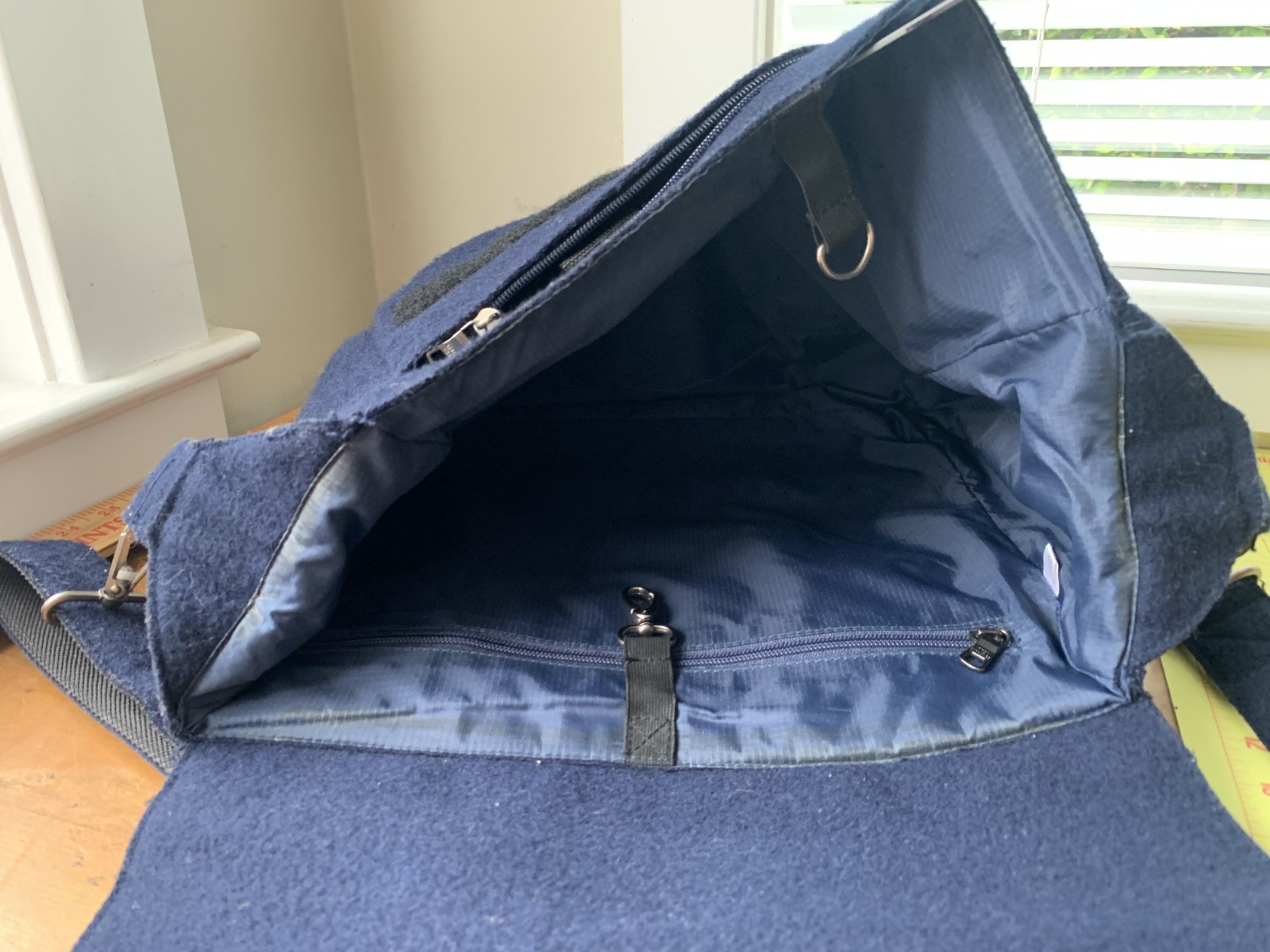 Armani Exchange AIX Fleece Felt Messenger Bag Navy