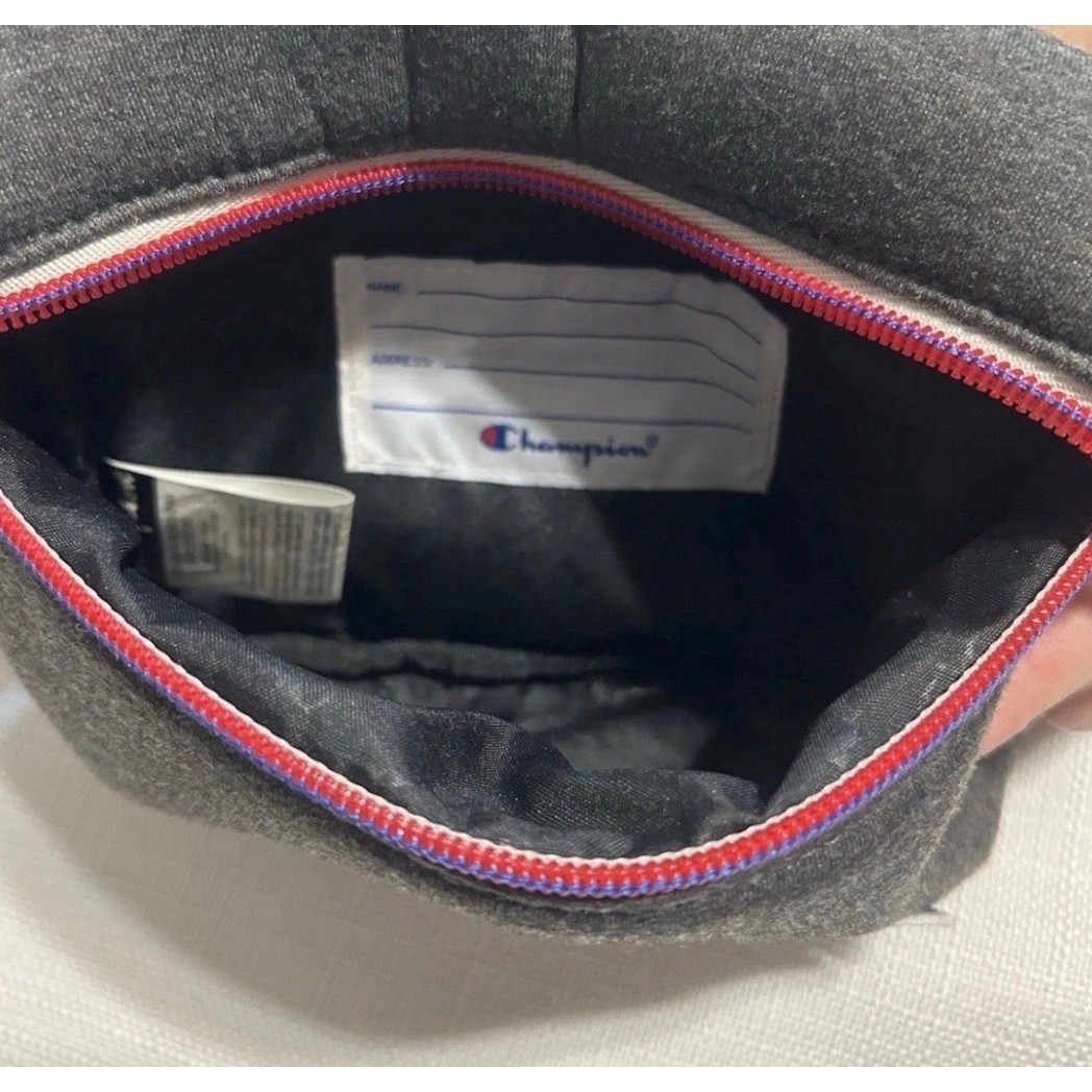 Champion Heritage Jersey Waist Bag Charcoal Heather Gray Striped Fanny Pack