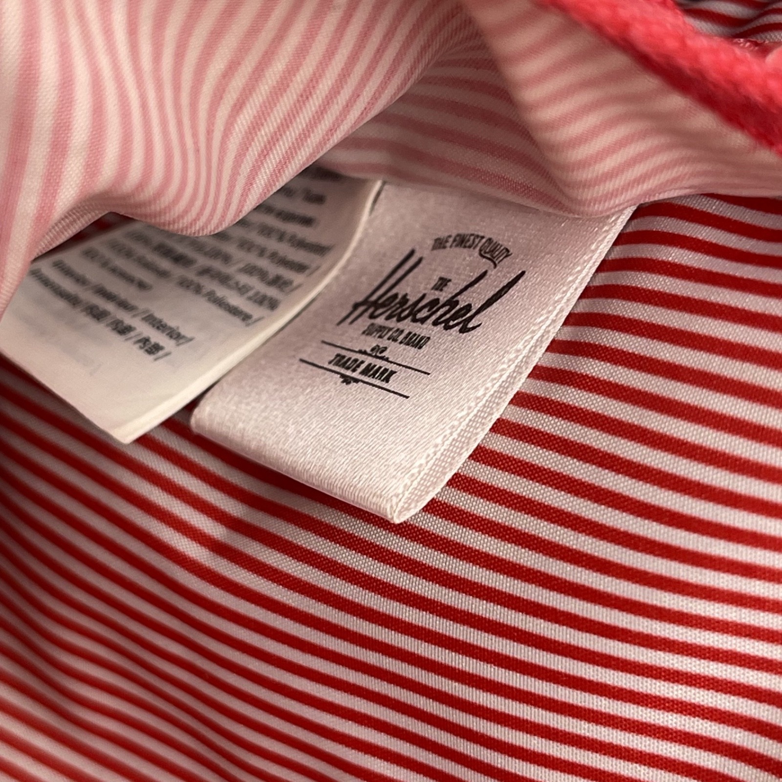 Herschel Black Tan Heritage Canvas Sling Bag Crossbody Red/White Striped Lining