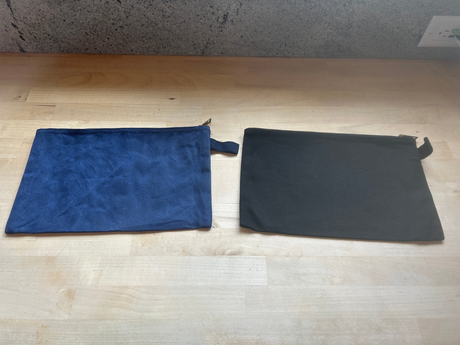 Fabric Canvas Pouches with Zipper Black, Blue- 12″x8″ (Qty 2) – 7″x4″ (Qty 2)