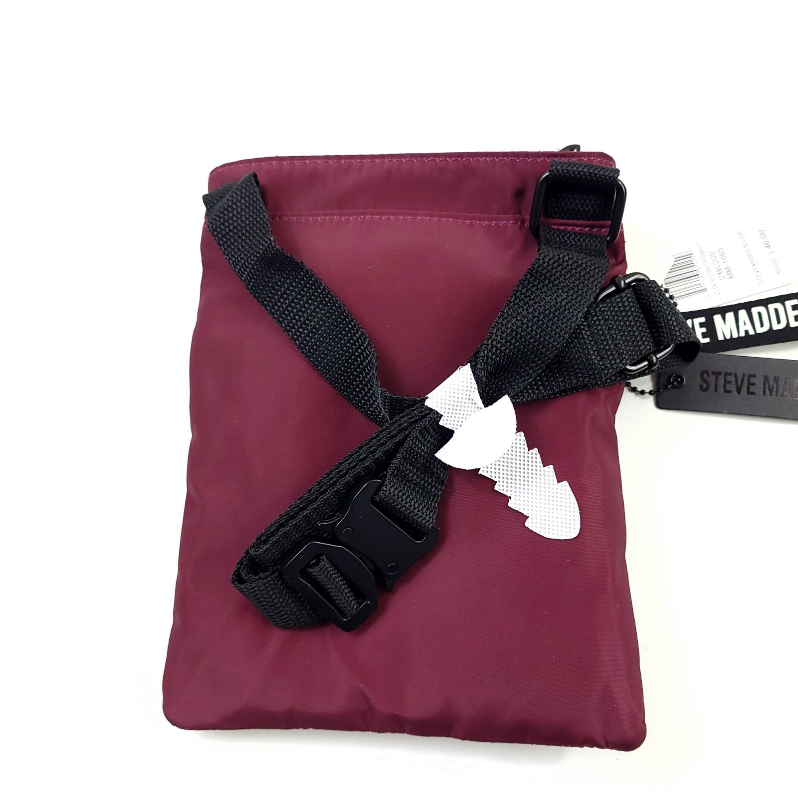 STEVE MADDEN Zip Top Crossbody Man Bag 8 X 6 X 1 Oxblood Dark Red Quick Release