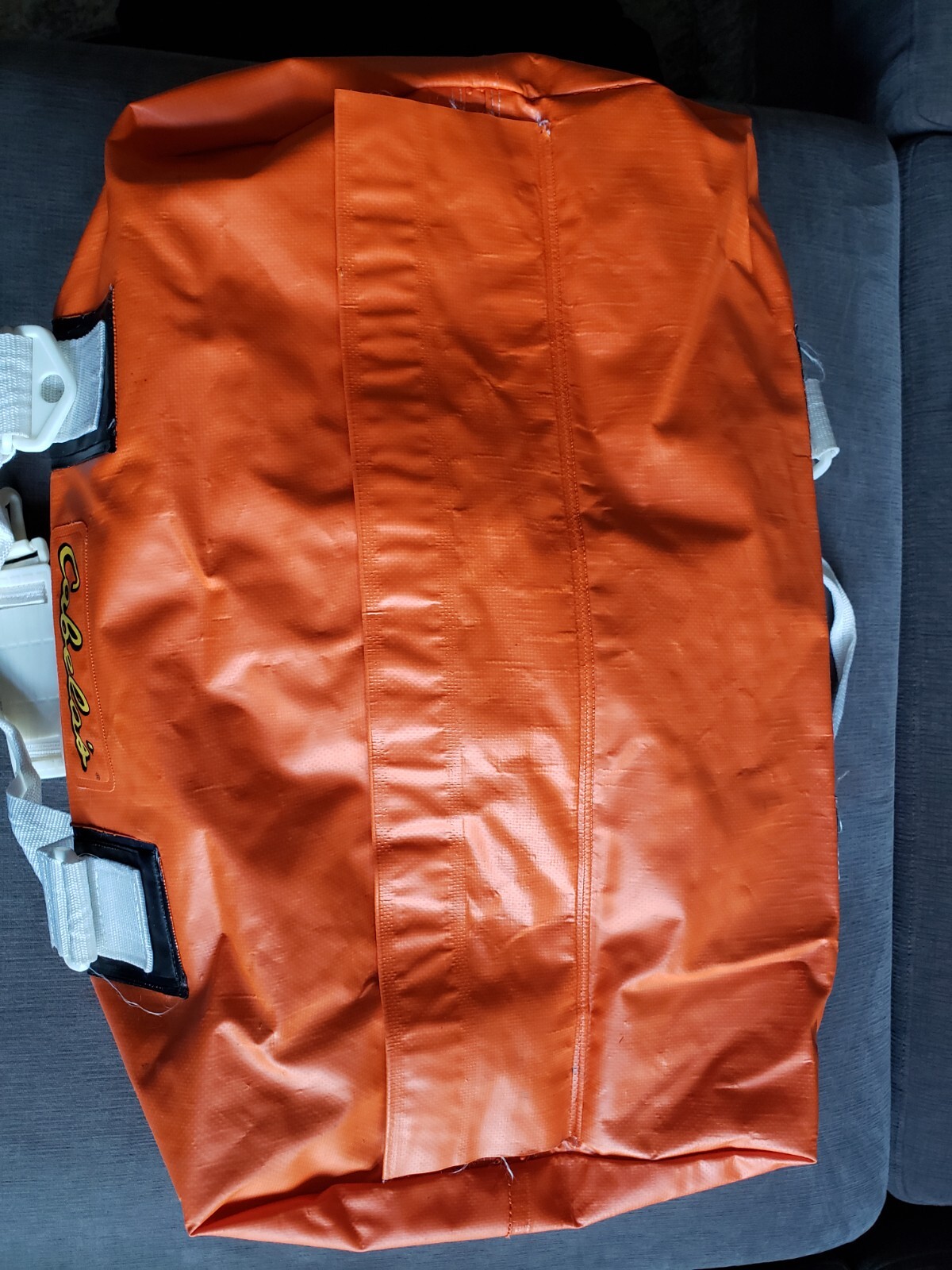 Vintage RARE! Cabela’s Large Orange Waterproof Duffle Bag Hunting Fishing GREAT!