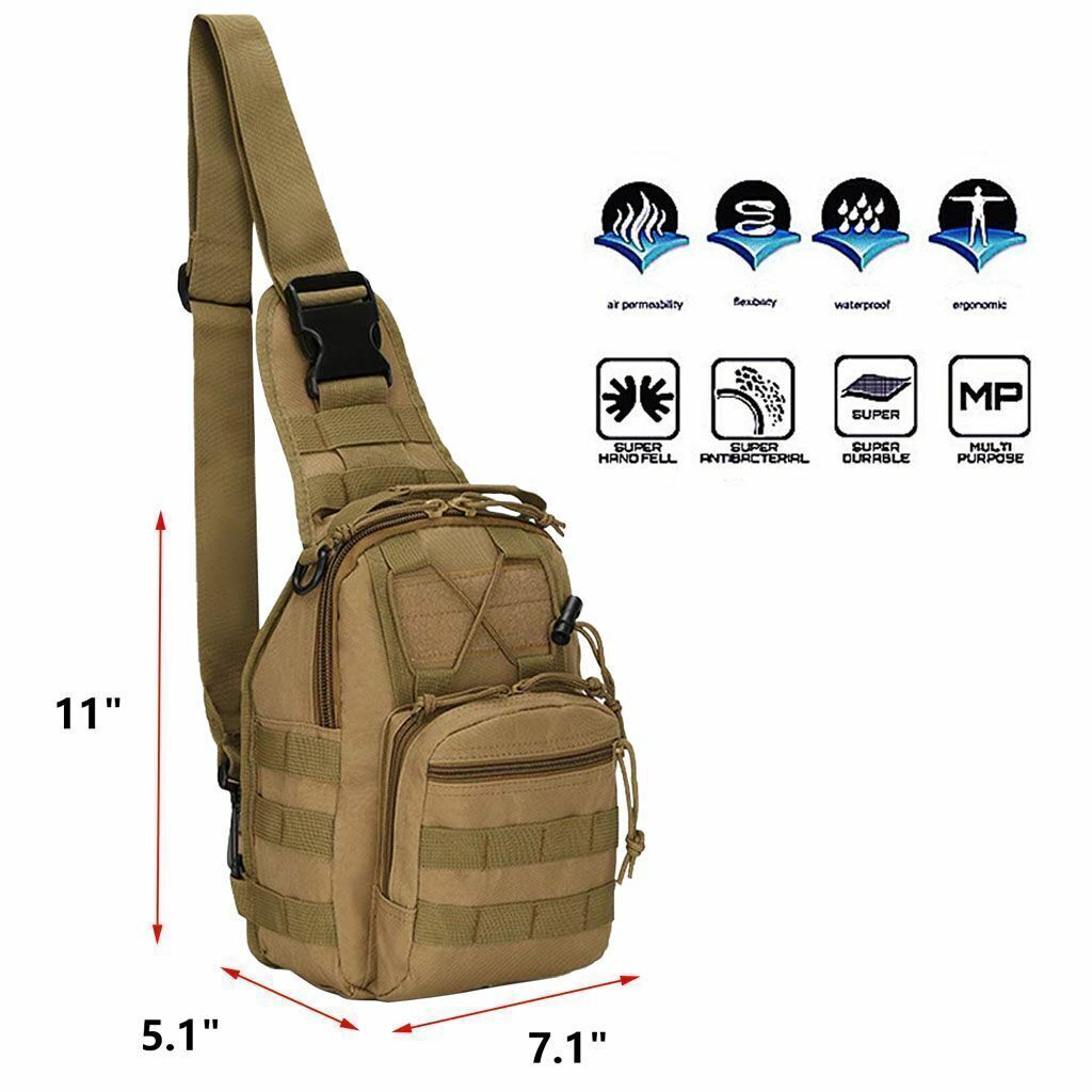 Male Tactical Chest Bag Backpack Molle Crossbody Sling Messenger Shoulder Pack