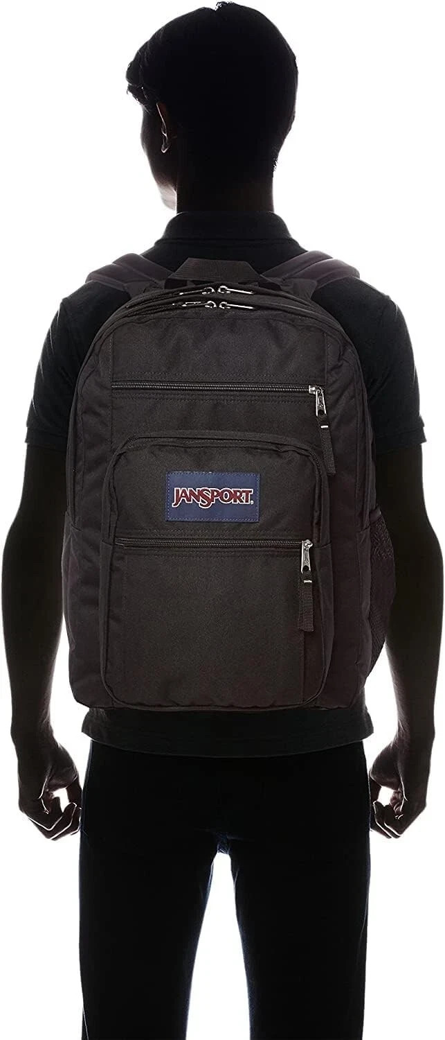JanSport Big Student Backpack Ergonomic Shoulder Straps 5-Compartments, Black