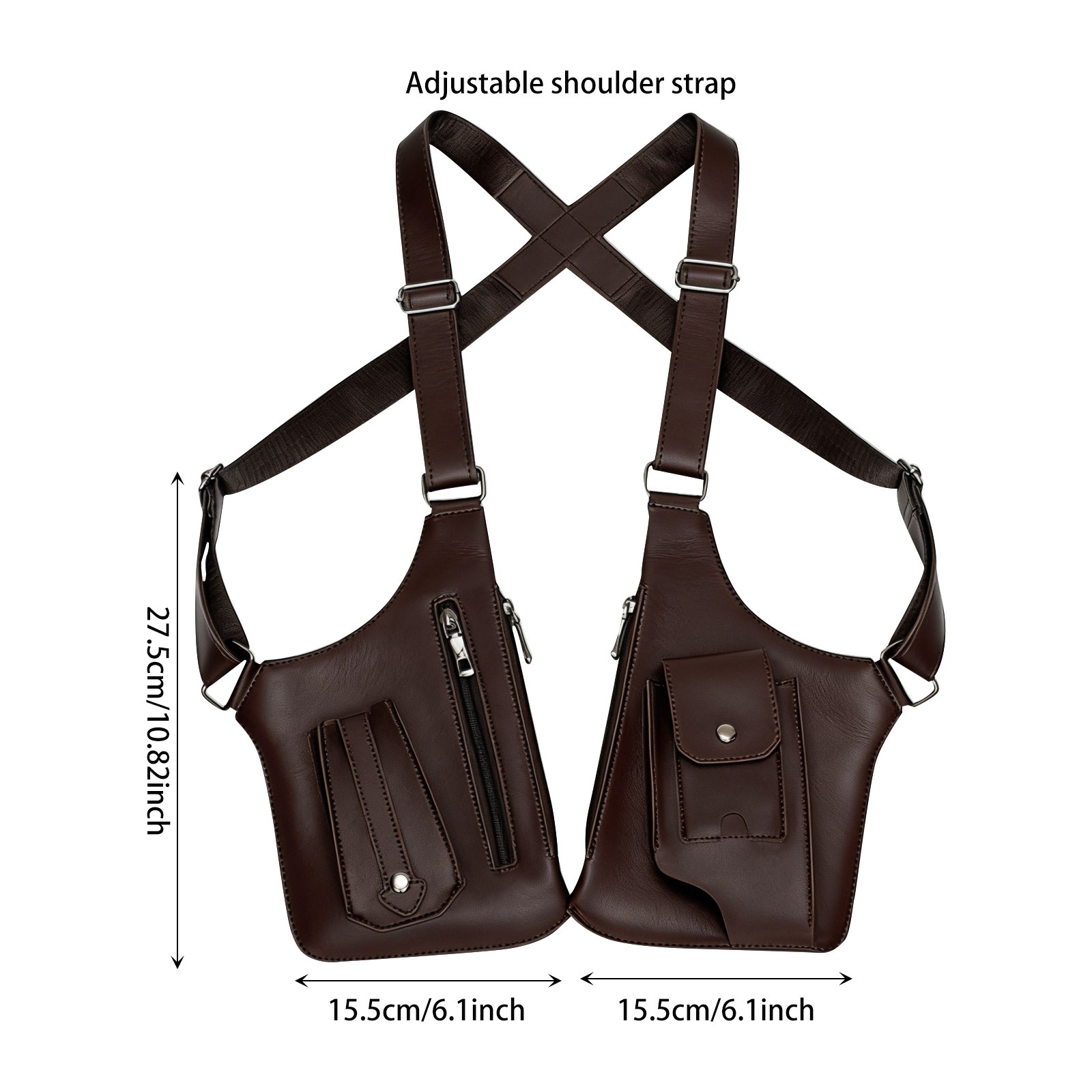 Underarm Vest Bag Men’s Underarm Multi-Pocket Bag Double Shoulder Armpit Bag