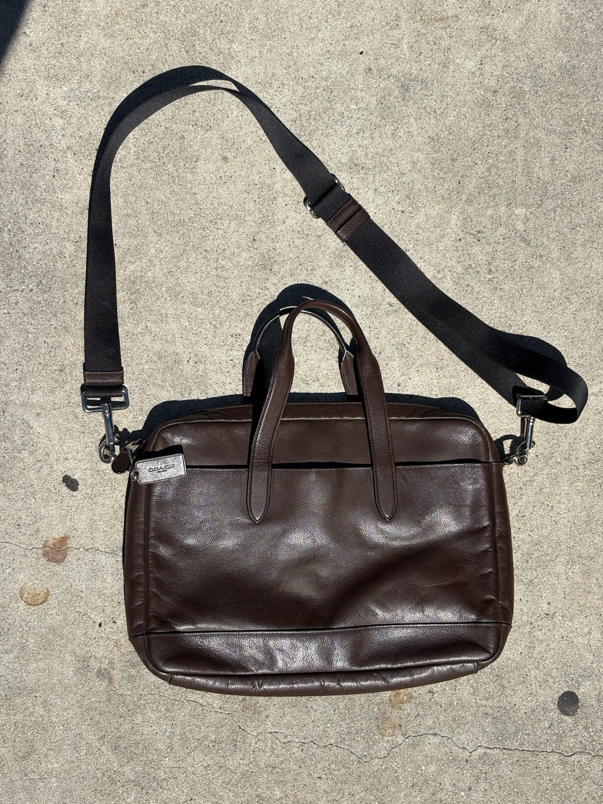 Coach Brown Leather Briefcase Laptop Bag Messenger Crossbody Business Work Bag