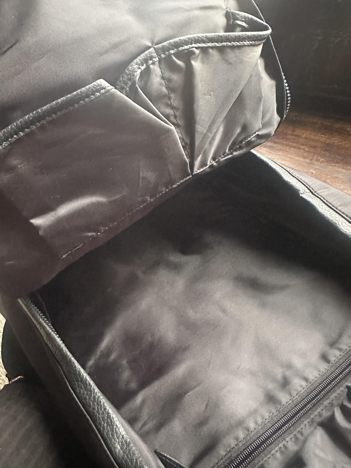 Calvin Klein Backpack Unisex Black Faux Leather Nylon Travel Laptop Bag