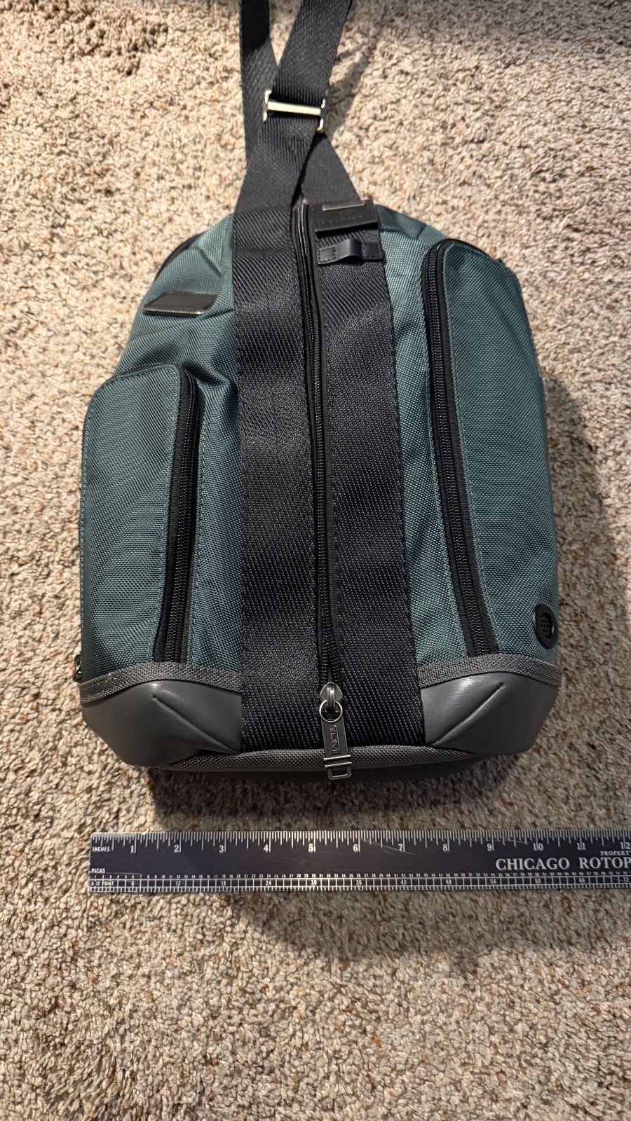 Tumi Alpha Bravo Monterey Sling Bag Green/Gray Leather Travel Business