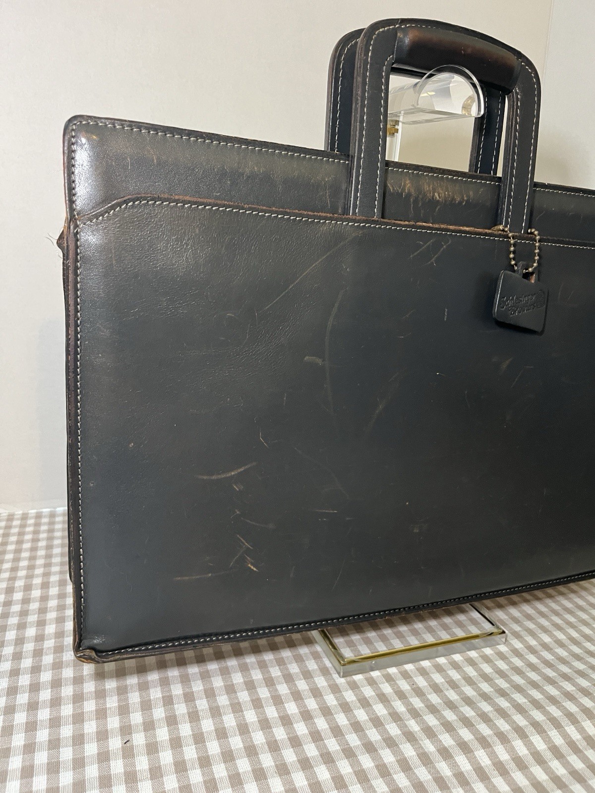 Vintage Schlesinger Brothers Black Leather Briefcase / Portfolio 1970’s-80’s