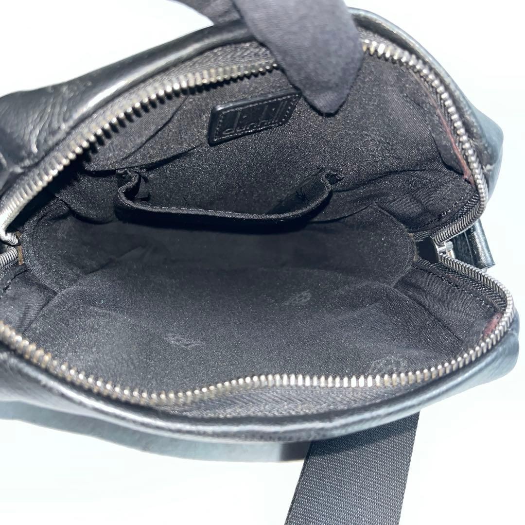 Dunhill Bordon Shoulder Bag Leather Black Crossbody Bag 22x18x5cm Excellent