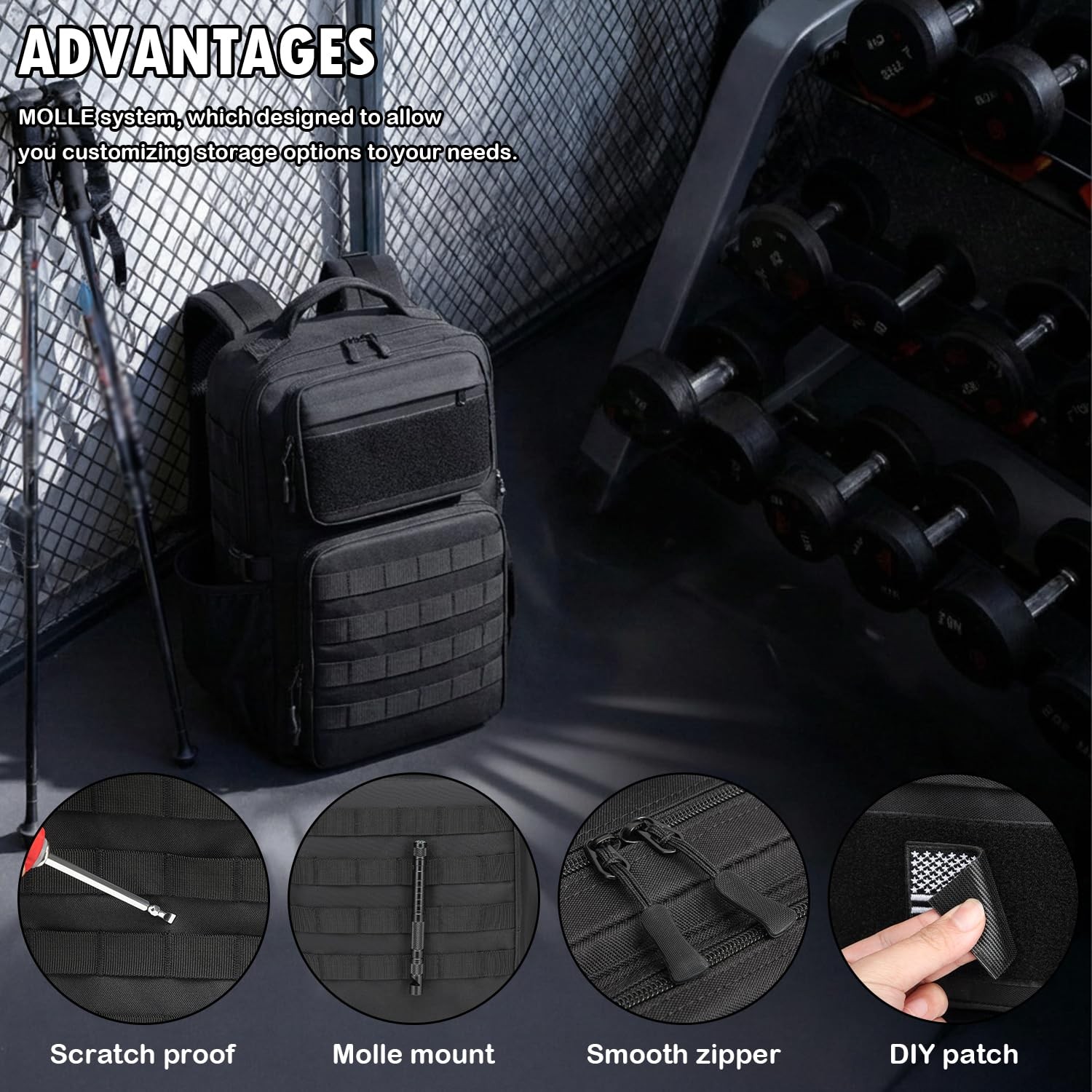 Military Tactical Backpack for Men, Outdoor Assault Backpack MOLLE Webbing De…