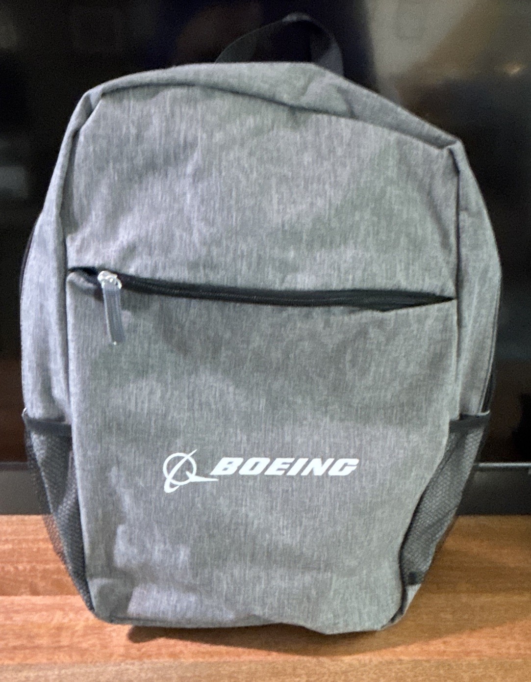 Boeing Gray Logo Backpack Medium Zip Closure w/ Front Pocket Adjustable Straps