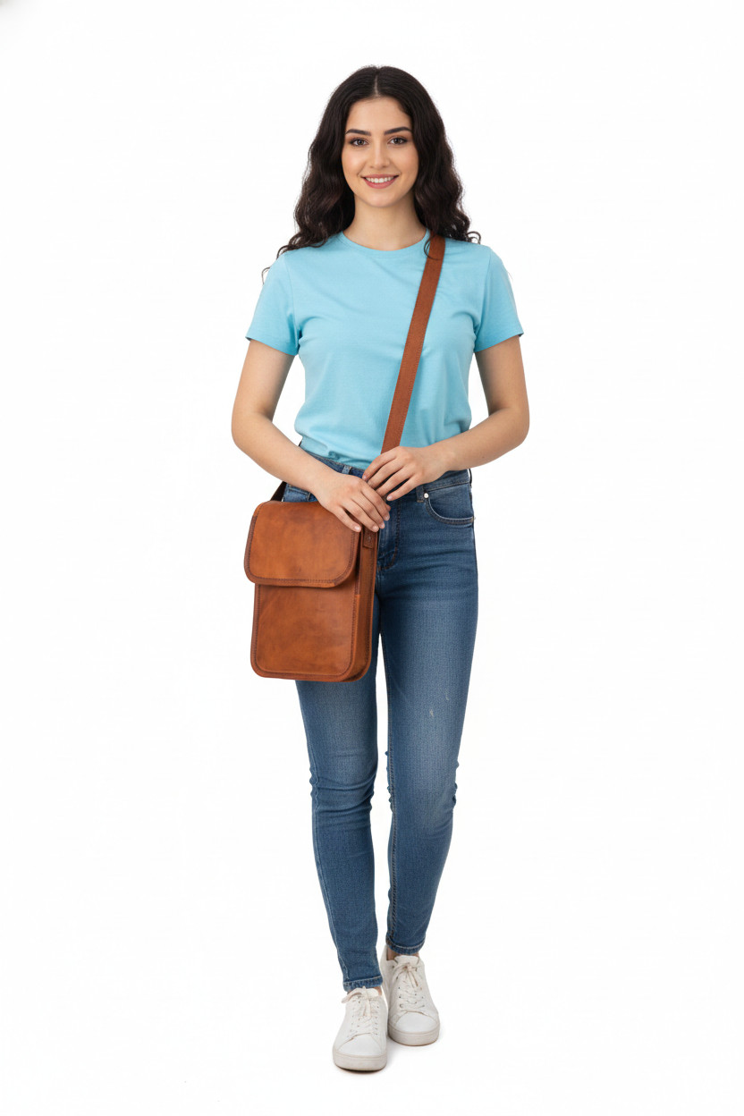 Crossbody Sling Bag Real Leather Handbag Satchel Purse Messenger Bags Mini 9 In