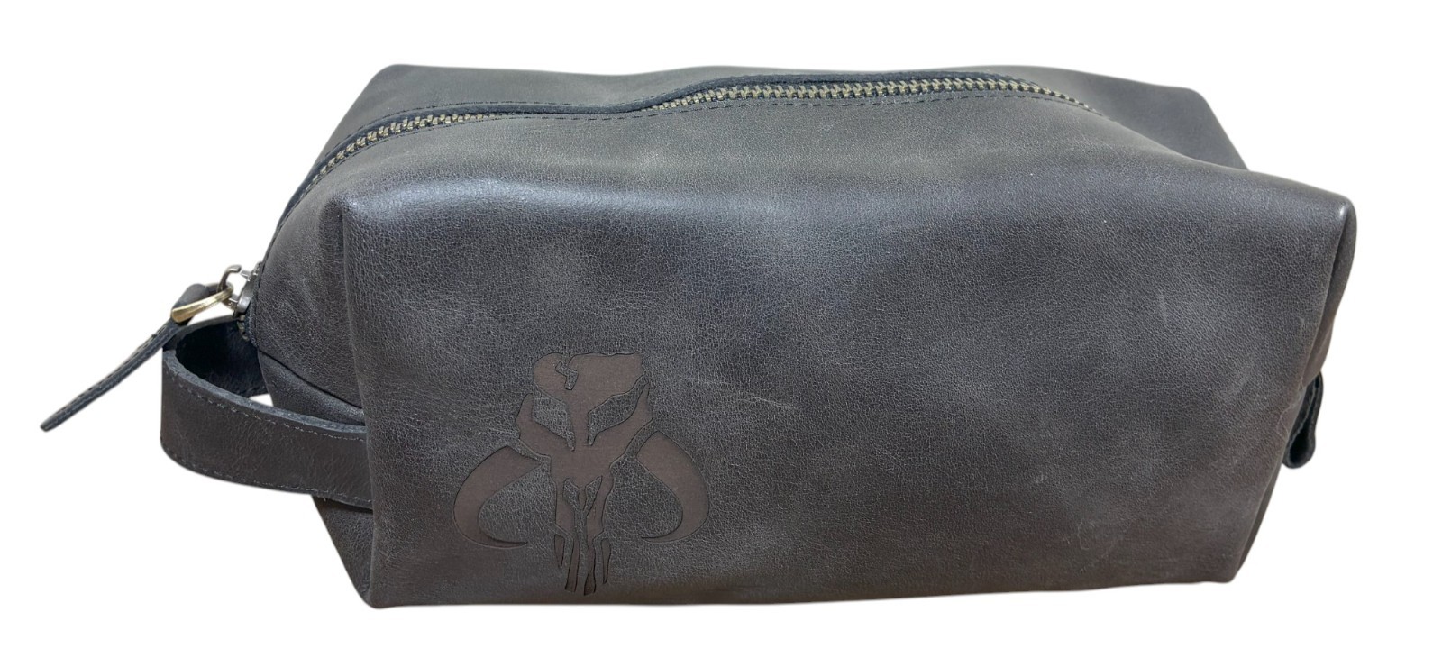 Baglunch Leather Toiletry Bag Dark Brown w/ Mythosaur Skull Design
