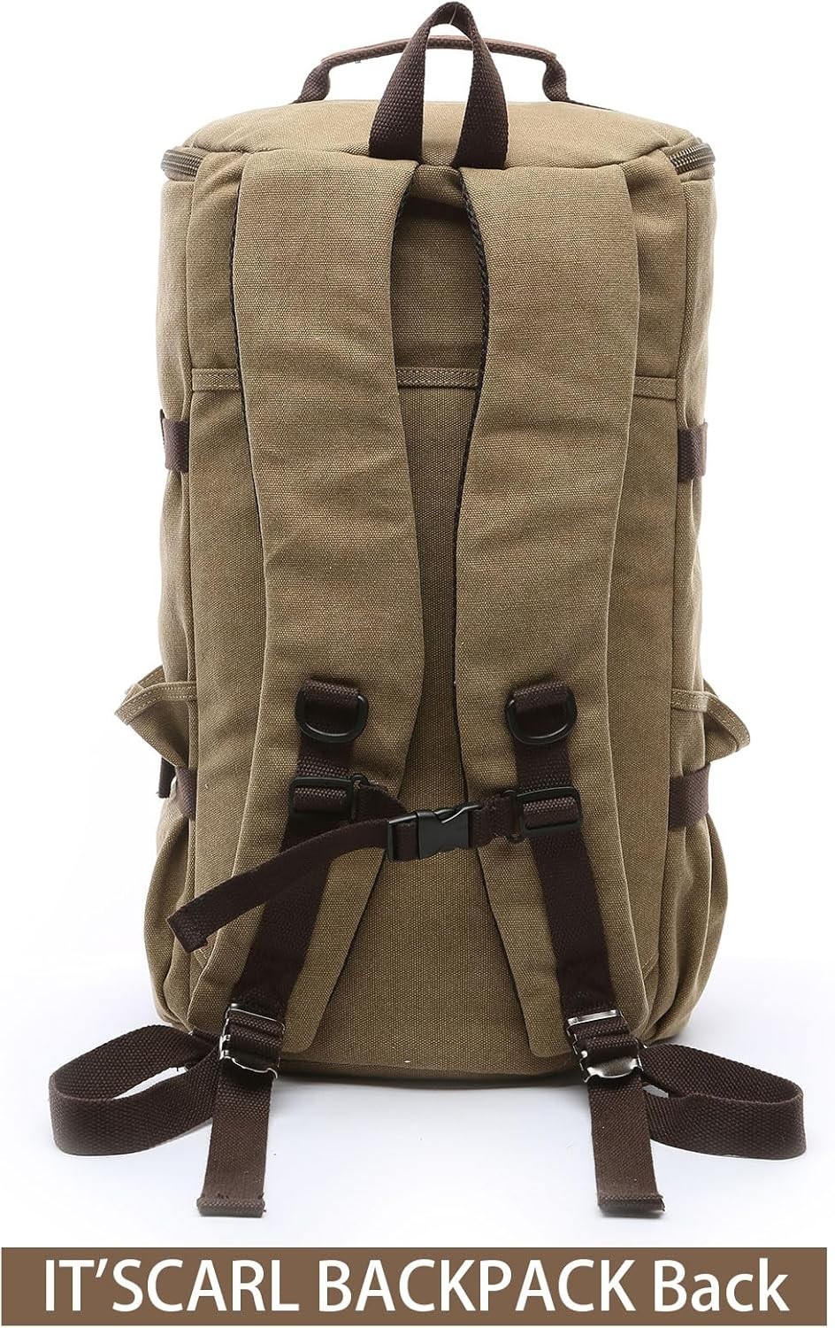 Large Canvas Travel Backpack for Men Carry On Work Bag Khaki