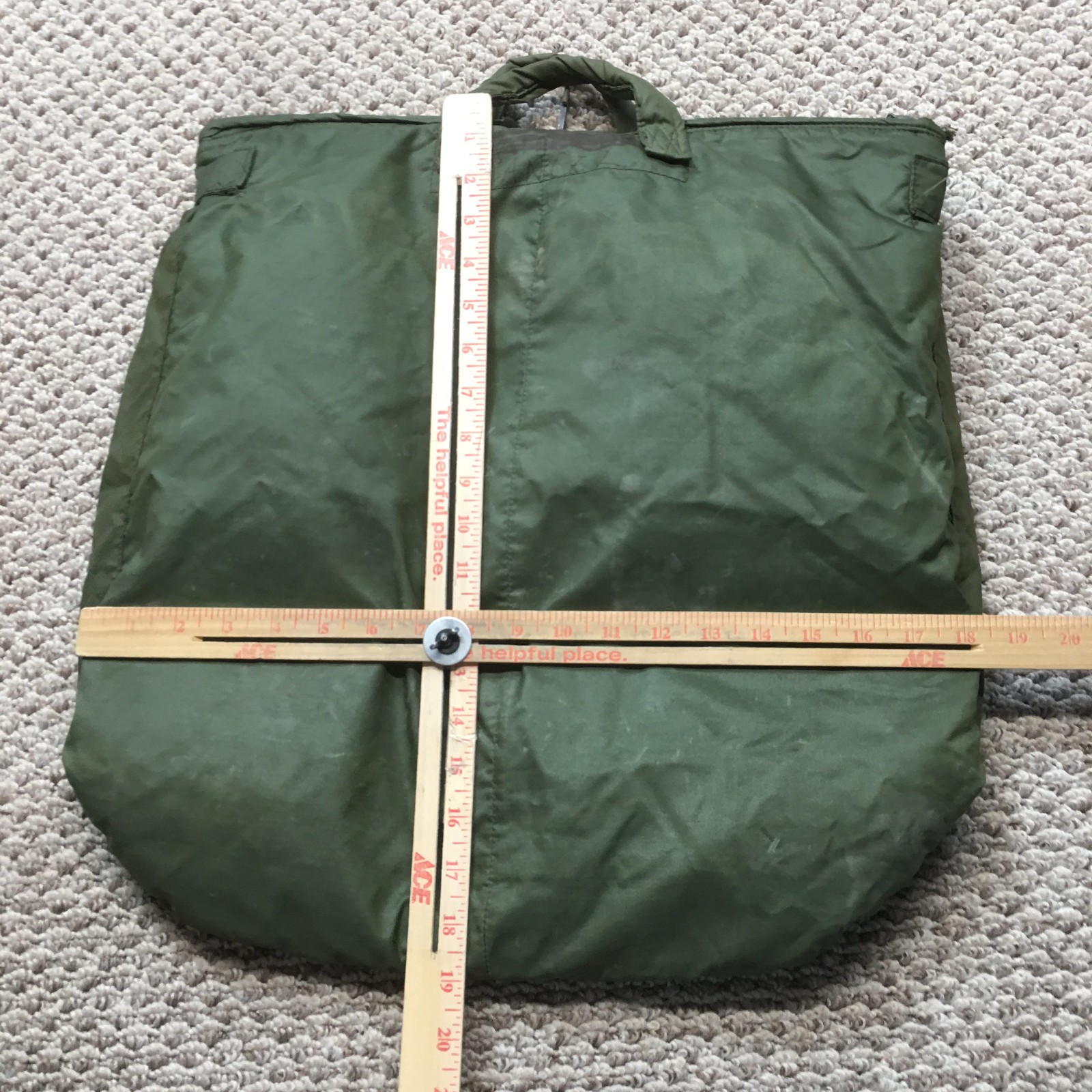 Vintage USGI Tote Bag Mens Extra Large Green Flyers Helmet Army Olive Green 80s
