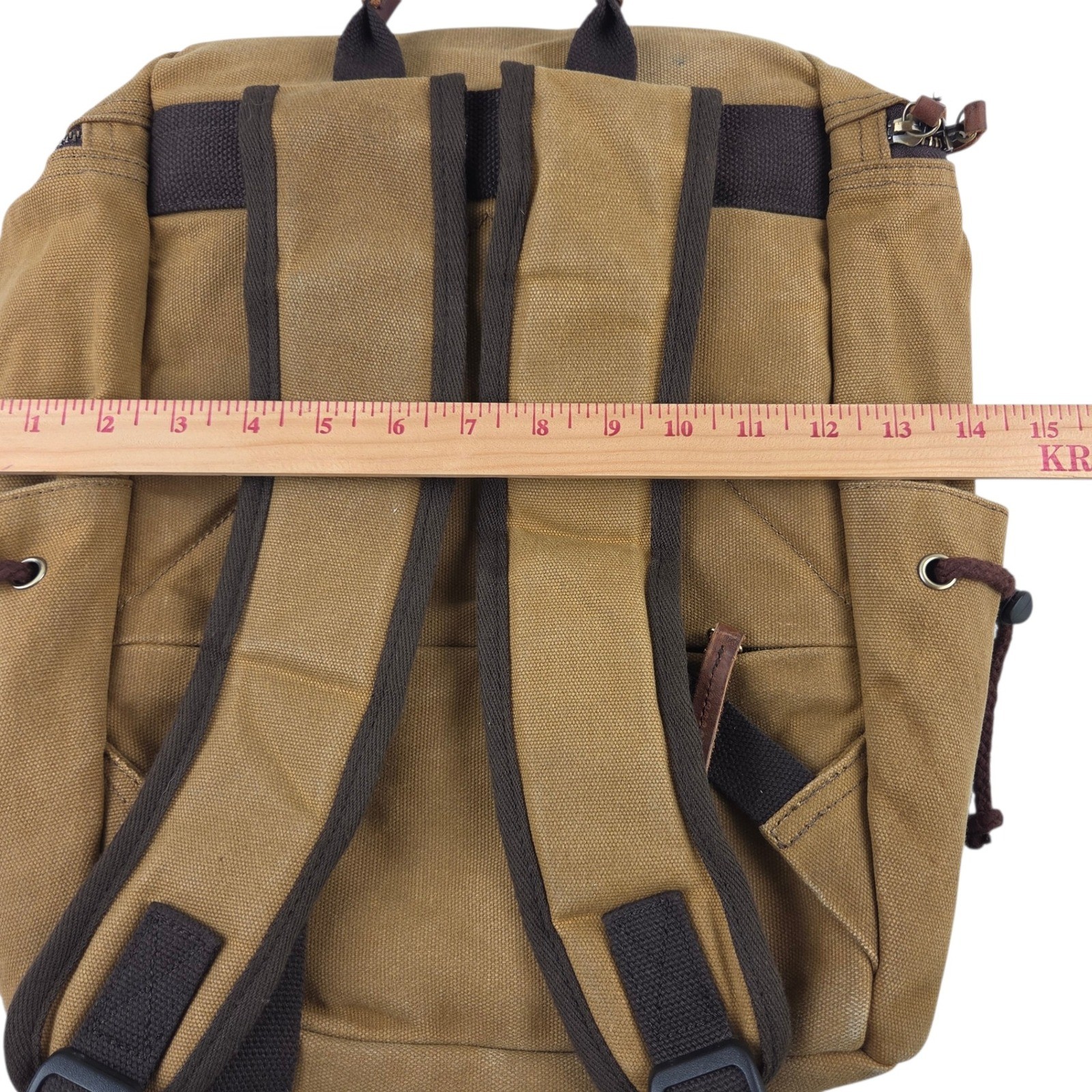 Ducks Unlimited Canvas Backpack Rucksack Field Bag Tan Leather Daypack Rugged