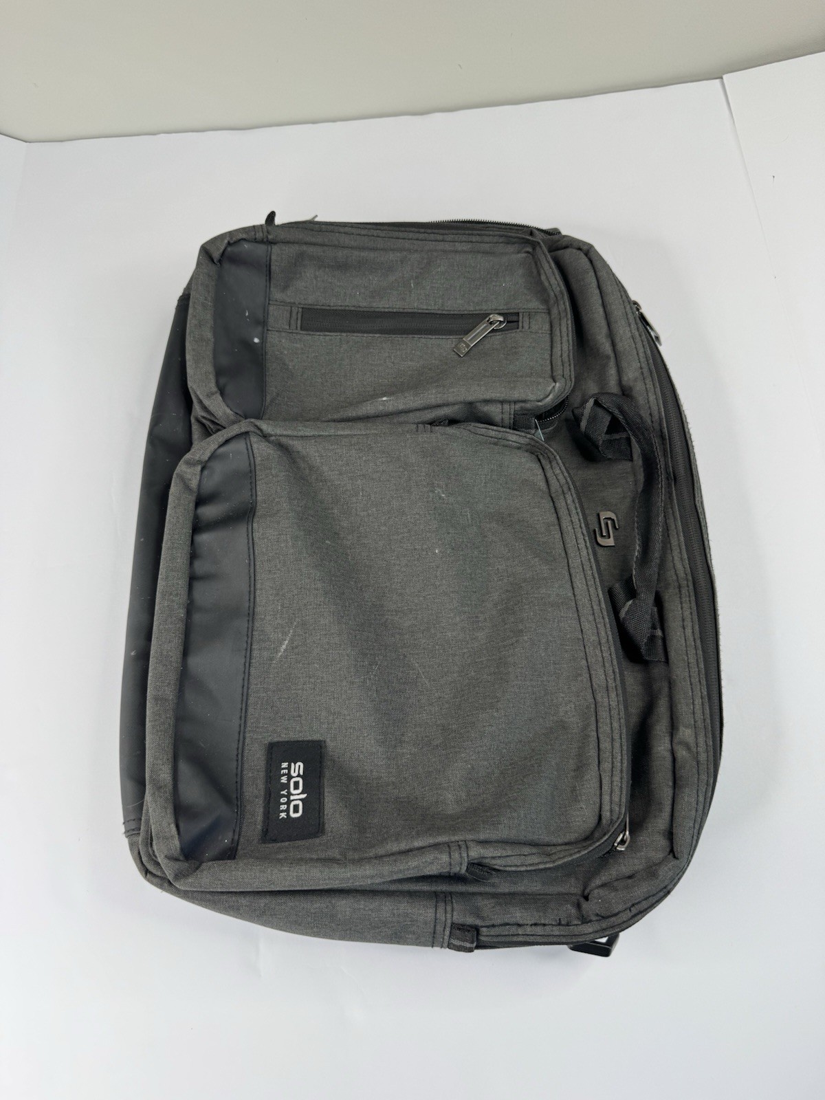 Solo New York Hybrid Briefcase Convertable Backpack Strap Messenger Bag Gray