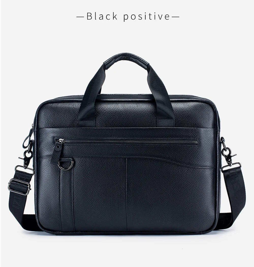 Men’s genuine leather 14 inch notebook bag, men’s office and business handbag