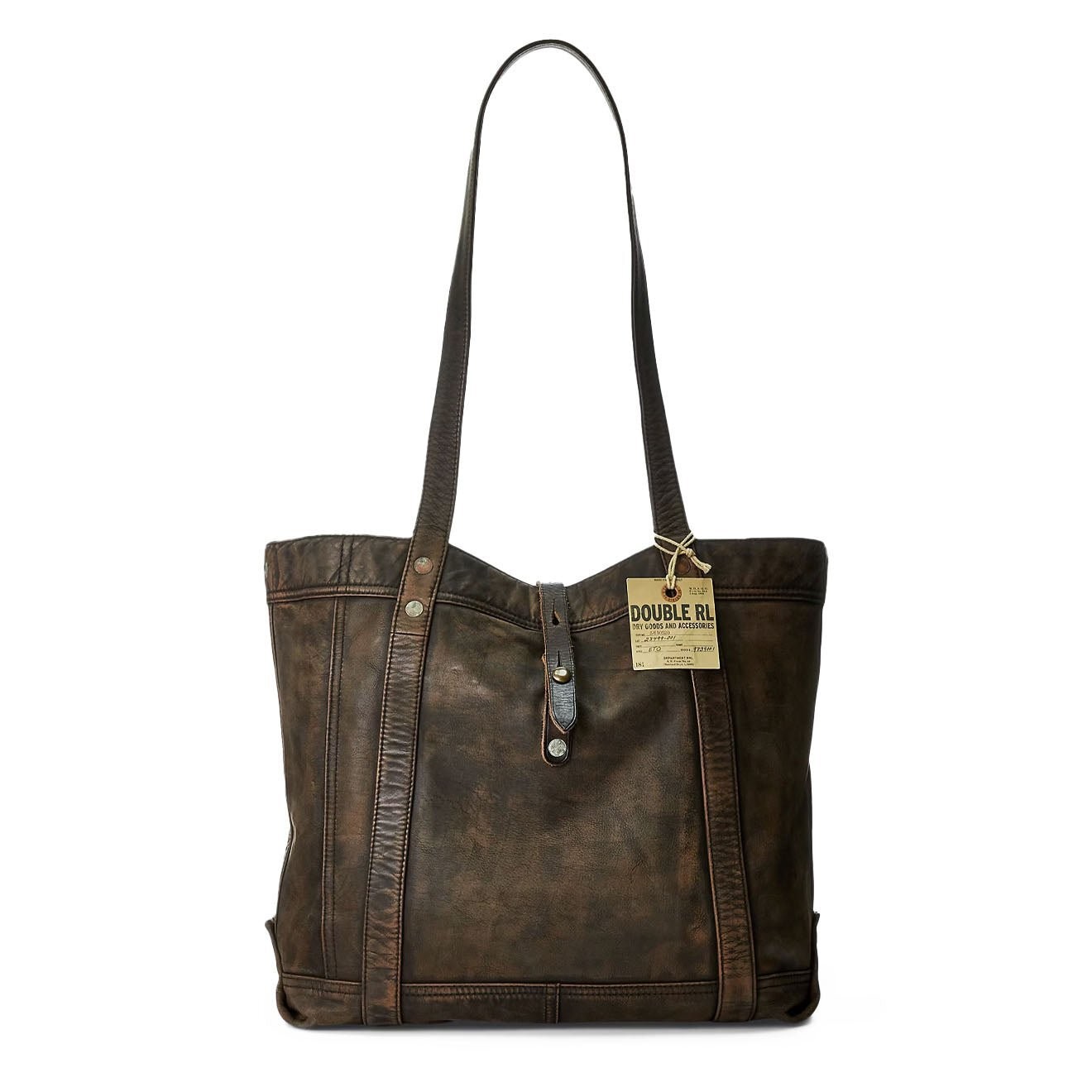 RRL By Ralph Lauren Leather Tote Black Over Brown